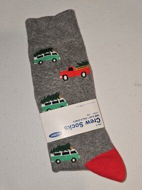 Old Navy Christmas Holiday Mens OS Gray Crew Socks New